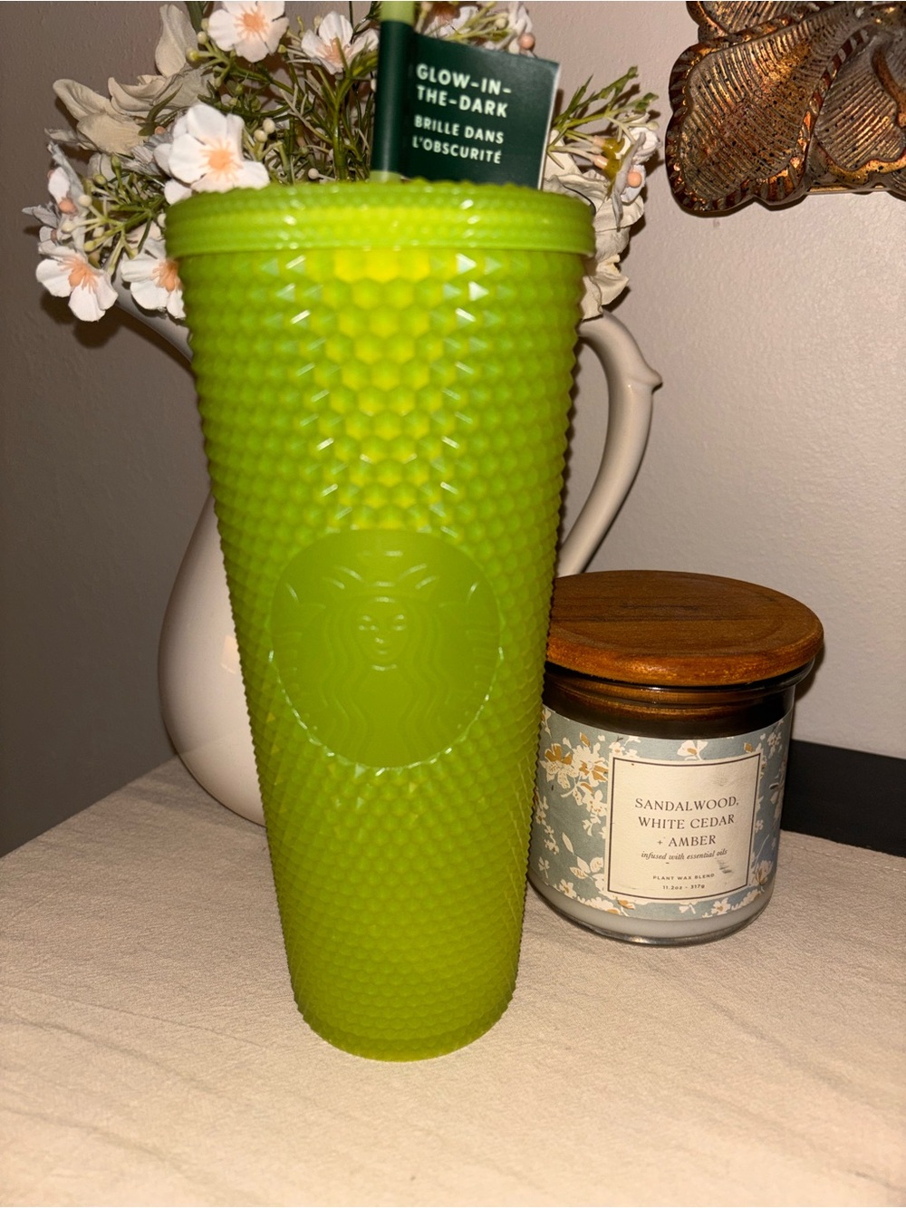 Starbucks glow in the dark Green studded Tumbler